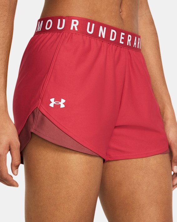 女士UA Play Up Shorts 3.0短褲 in Red image number 3